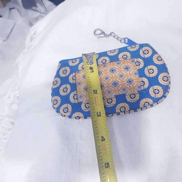 Vera Bradley Blue and Yellow Patterned ID  Case In Blue and Yellow Change Wallet - Picture 5 of 6